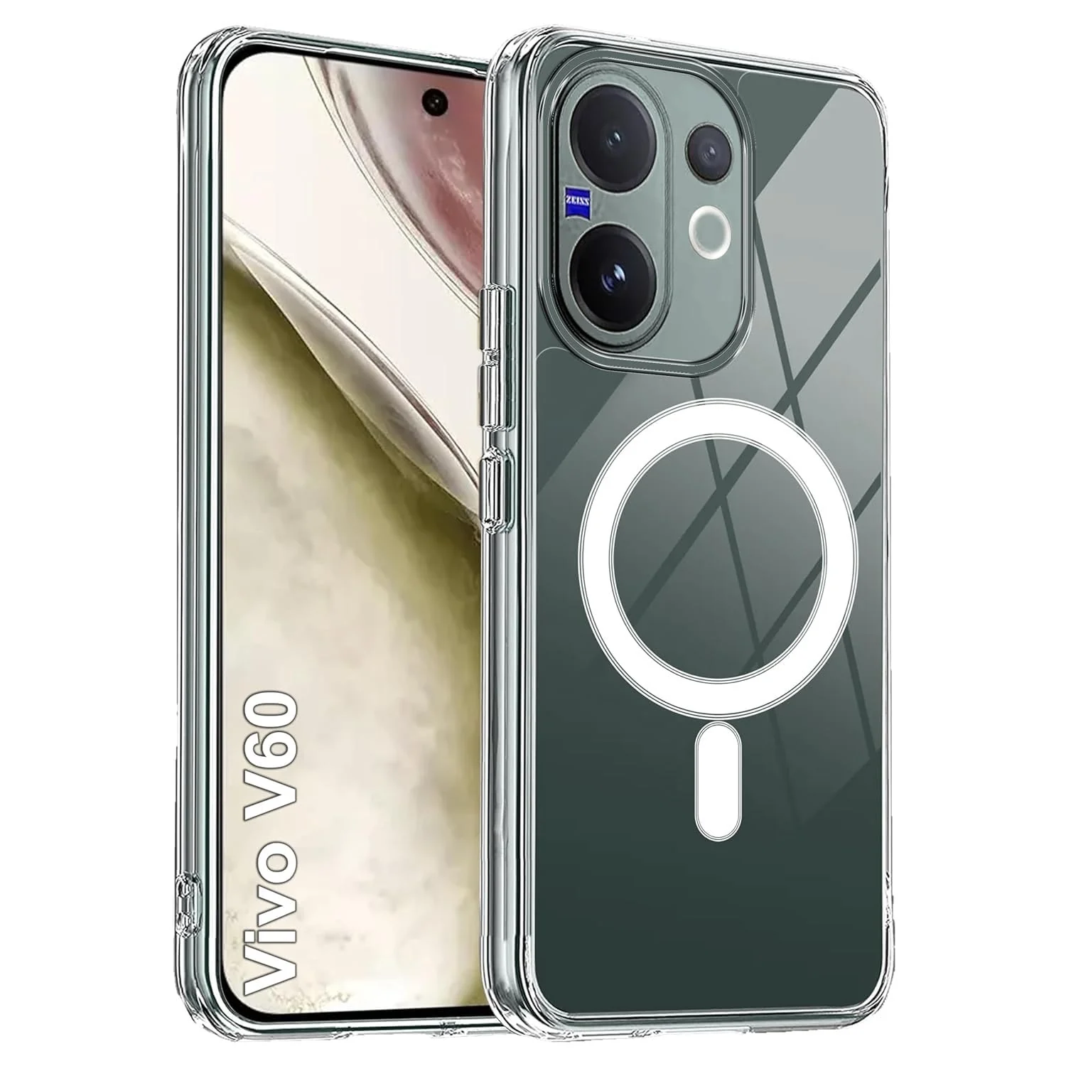 DL3 Mobilak for vivo V60 Case [Compatible with MagSafe] [Strong Magnet] [Non-Yellowing] Magnetic Slim Thin Bumper Phone Cover, Lightweight, and Durable - Clear
