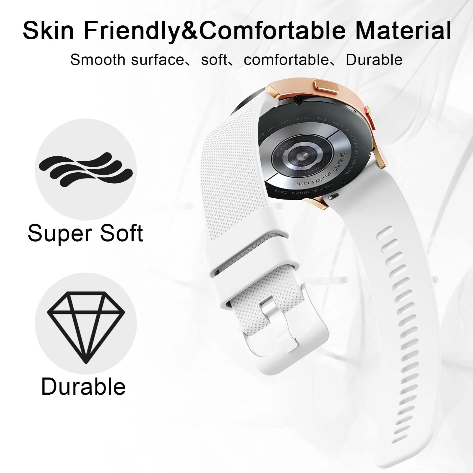 DL3 Mobilak Silicone Buckle Band 22MM Strap For Xiaomi Redmi Watch 5 Active/5 Lite/Samsung Galaxy Watch 3 45mm/Watch 46mm/Gear S3/For Huawei watch GT5 GT4 GT3 GT2 GT 46MM/GT2E/GT2 Pro/GT 3 Pro/GT5 Pro - White