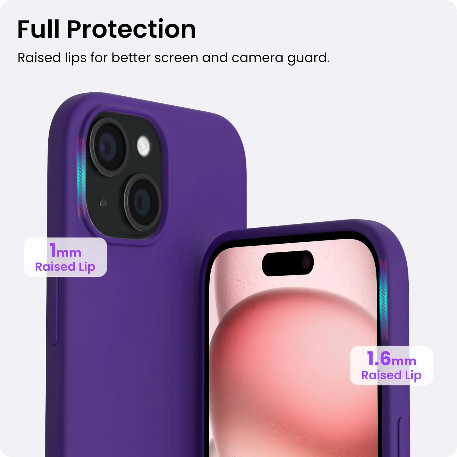 DL3 Mobilak Liquid Silicone Case for iPhone 15 Plus / iPhone 14 Plus, Supports wireless charging, Shock-absorbing protection, Scratch-resistant surface - Purple