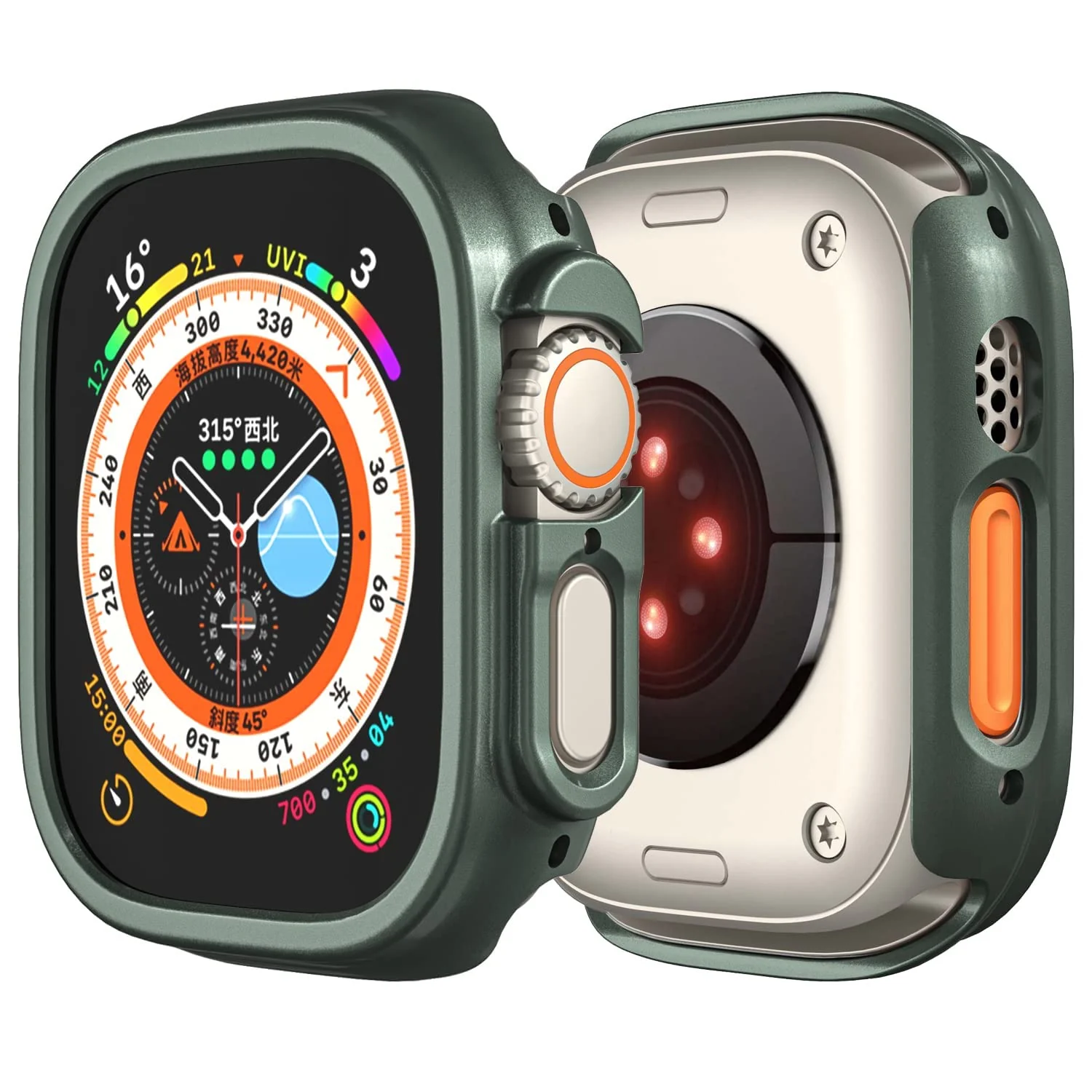 DL3 Mobilak Compatible For Apple Watch Ultra Case 49mm, Shockproof Ultra-Thin Hard PC Bumper Case All-Around Edge Protective Cover Frame[NO Screen Protector] for iWatch Accessories - Green