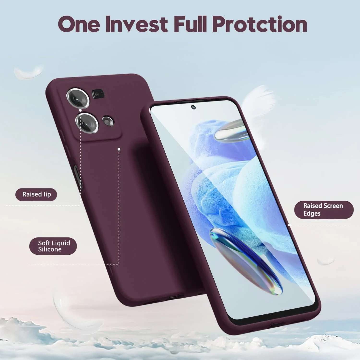 DL3 Mobilak Liquid Silicone Protective Case with Soft Microfiber Lining with Full Camera Protection for OPPO Reno 8 4G / Reno 7 4G / F21 Pro 4G / F21S Pro 4G - Wine Red
