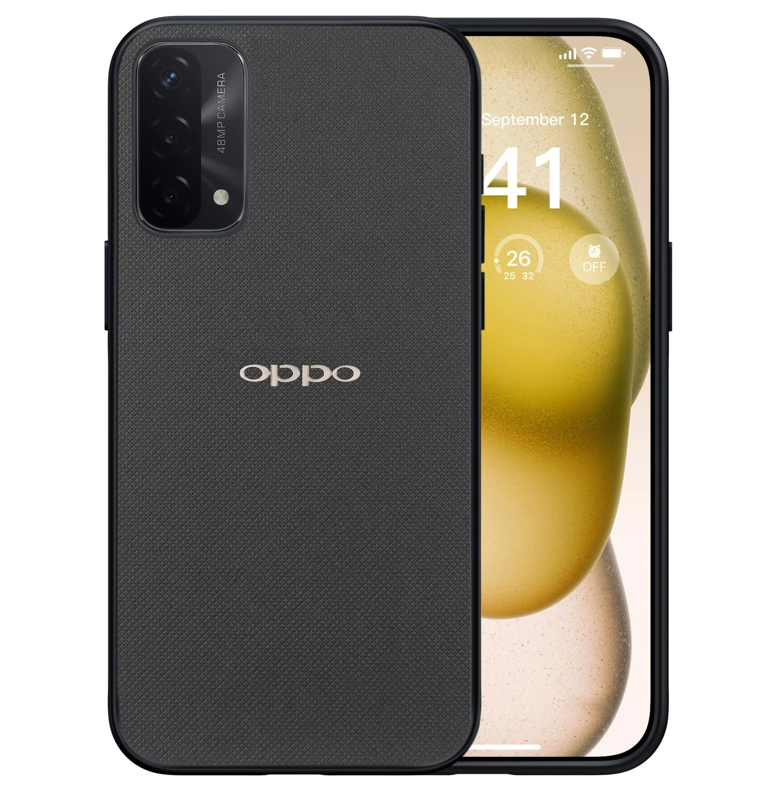 Dl3 Mobilak Compatible with Oppo A74 4G / A95 4G / Oppo F19 4G / Reno 6 Lite Case Dual Layer Heavy Duty Cell Phone Protective Cover Shockproof Rugged with Non-Slip Textured - Black