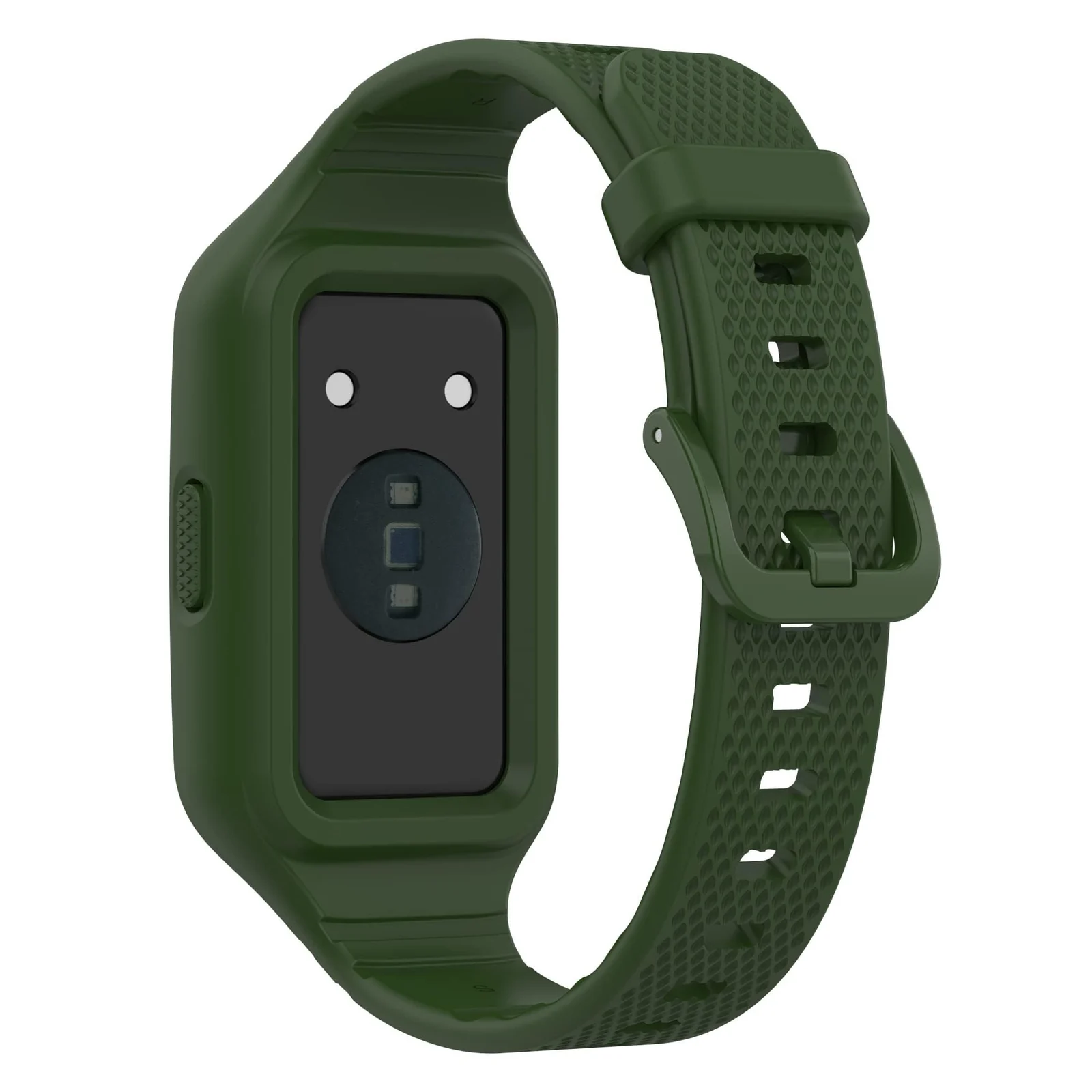 DL3 Mobilak Strap Compatible with Huawei Band 10/9/8/7/6/6 Pro, Adjustable Replacement Strap - Silicone Replacement Wrist Strap With Built-in Case Cover For Honor Band 6/7 - Black - Army Green