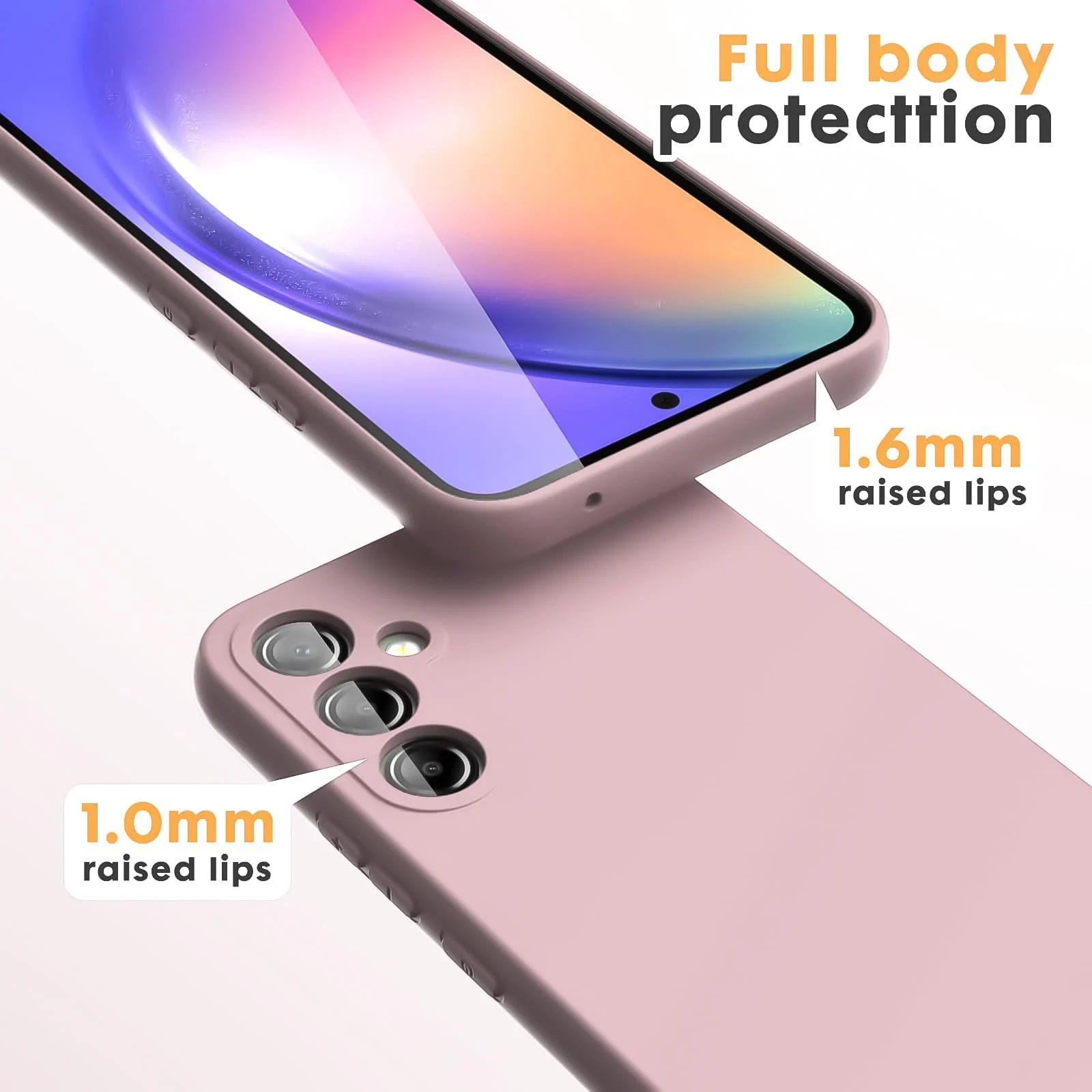DL3 Mobilak Samsung Galaxy A34 4G / 5G Case, Soft Flexible Silicone Gel Rubber Bumper Cover, Full Body Shockproof Protective Phone Case - Cashmere