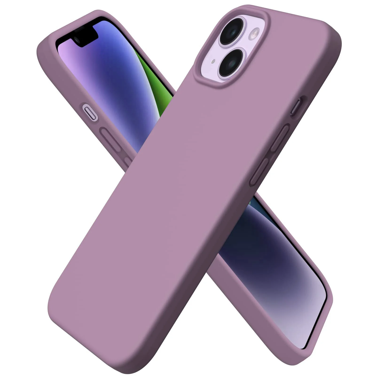 DL3 MOBILAK Compatible with iPhone 13 / iPhone 14 (6.1 Inch) Case, Liquid Silicone Case, Full Body Protective Cover, Shockproof, Slim Phone Case, Anti-Scratch Soft Microfiber Lining - Lilac Purple