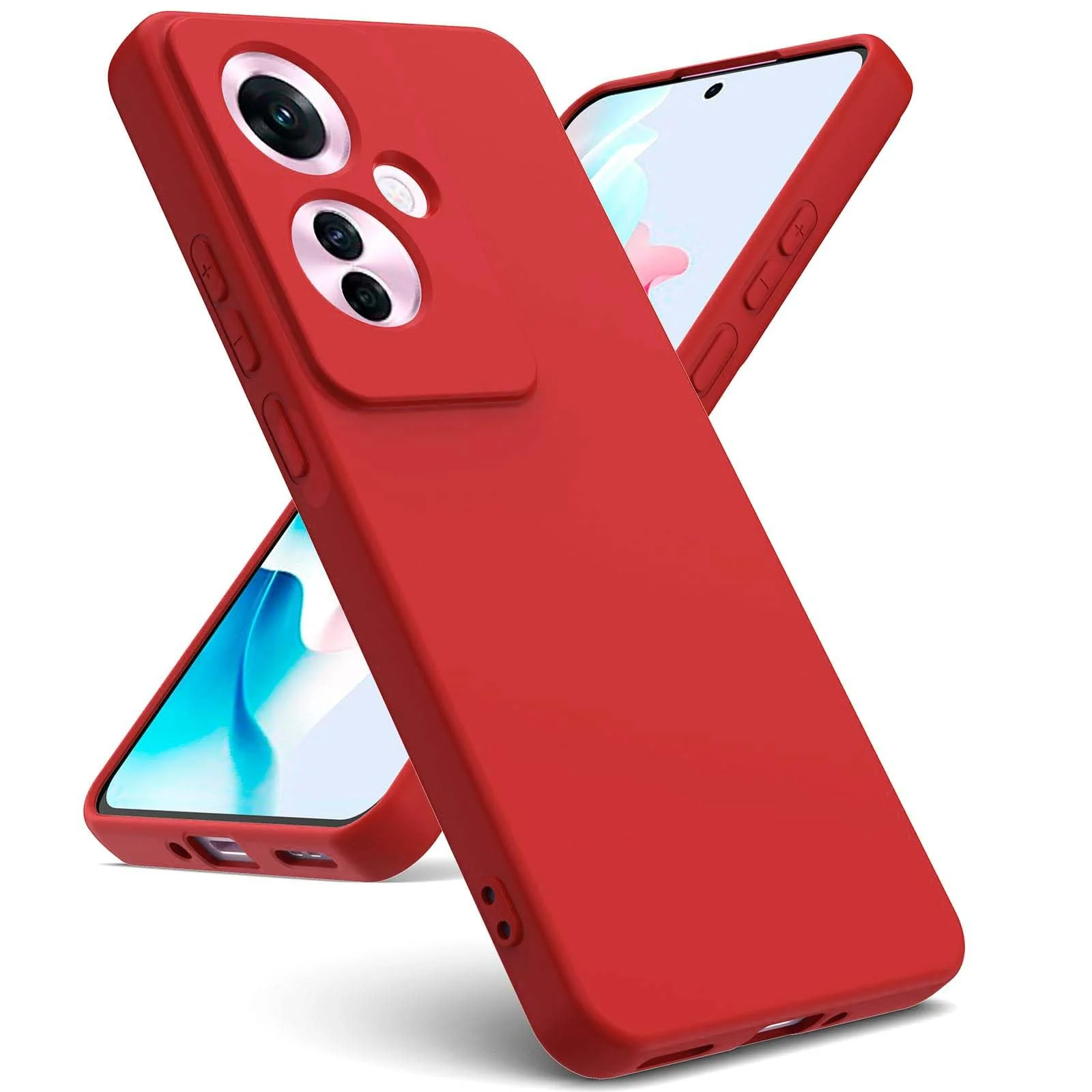 DL3 Mobilak Liquid Silicone Protective Case for OPPO Reno11 F 5G with Camera Protection and Microfiber Lining - Red