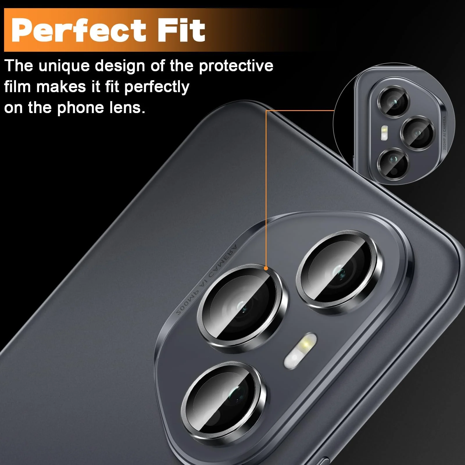 DL3 Mobilak Camera Lens Protector for Honor 400 Pro 5G Accessories, 9H Tempered Glass Metal Individual Ring Camera Cover Screen Protector, Case Friendly, Anti Scratch - Black