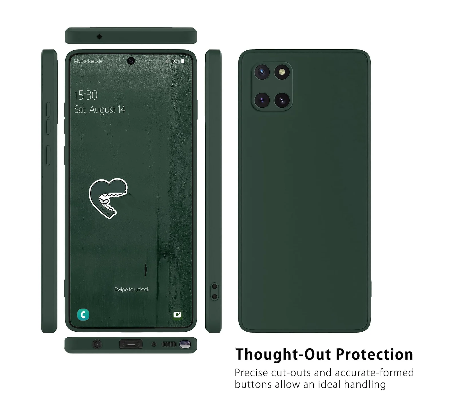 DL3 Mobilak Liquid Silicone Protective Case for Samsung Galaxy Note 10 Lite with Microfiber Lining and Shockproof Design - Green