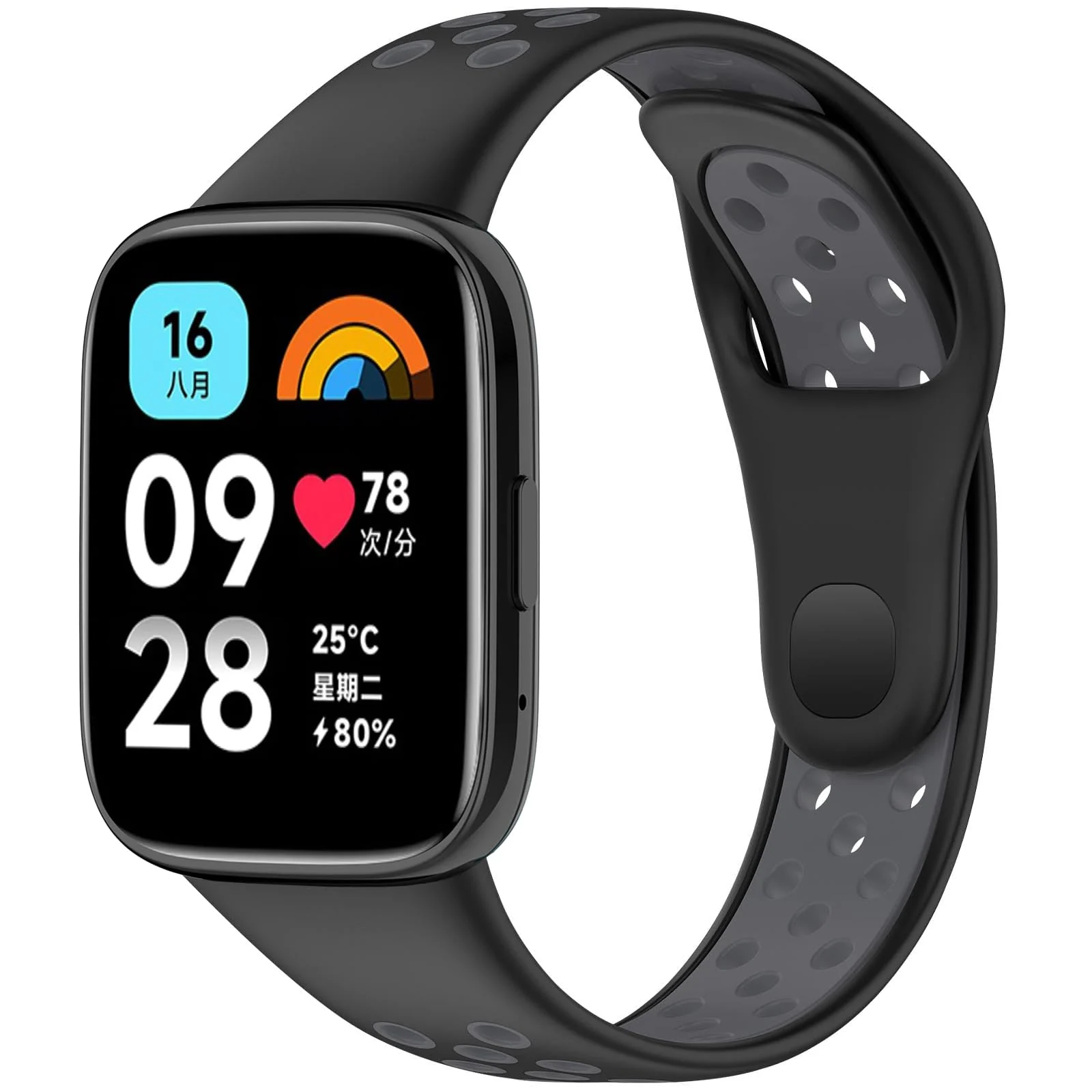 DL3 Mobilak Strap Silicone Compatible With Xiaomi Redmi Watch 3 Active/Redmi Watch 3 Lite, Sport Silicone Watch Band Wrist Strap, Bracelet Wristband Wrist Strap - Black Grey