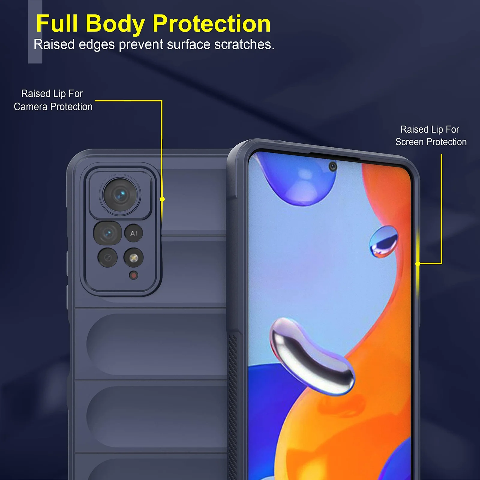 DL3 Mobilak Flexible Silicone and TPU Protective Case with Camera Protection for Xiaomi Redmi Note 12 Pro 4G / Redmi Note 11 Pro 4G&5G - Blue