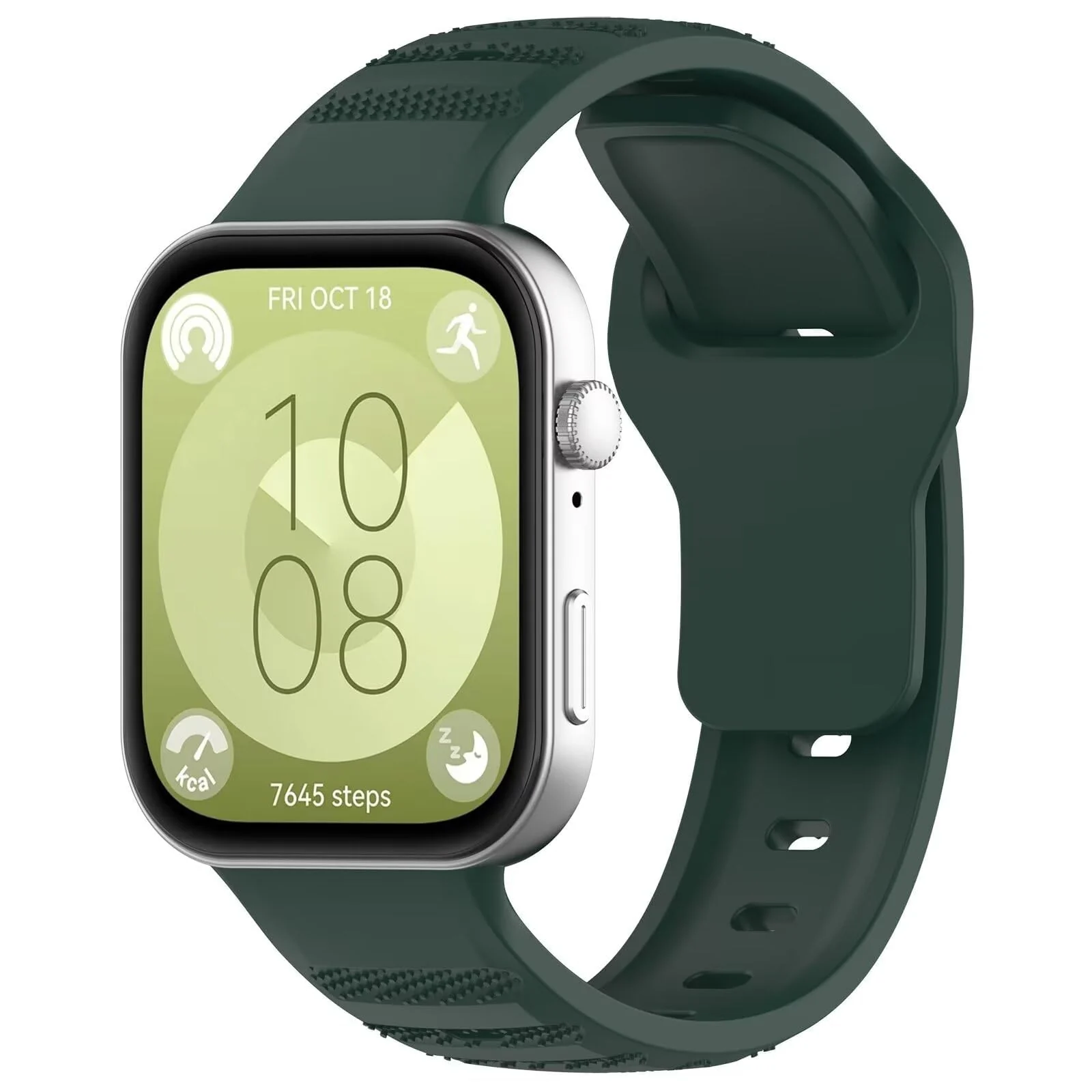 DL3 Mobilak Compatible with Huawei Watch Fit 3 / Fit 4 / Fit 4 Pro Breathable Silicone Sport Wristband, Soft Textured Design, Sweat-Resistant Quick Release Adjustable Watch Strap - Meditation Green