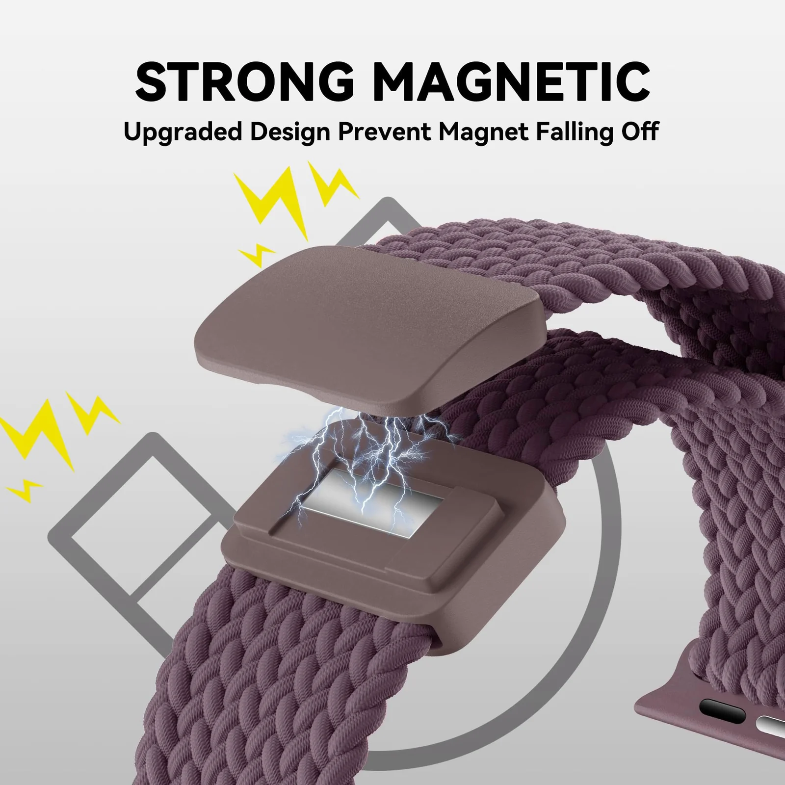 DL3 Mobilak Sport Solo Loop Compatible with Apple Watch Band 42mm 44mm 45mm 46mm 49mm for Women Men, Magnetic Strap Stretchy Braided Wristband for iWatch Series 11 10 9 8 7 6 5 4 3 Ultra 3 2 1 SE SE2 - A-Smoke Violet