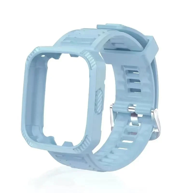 DL3 Mobilak Silicone Strap Carbon Fibre With Case Cover for Xiaomi Redmi Watch 3 Integrated strap Wristband Bracelet Metal Buckle correa Smartwatch Accessories For Redmi Watch3 - Sky Blue
