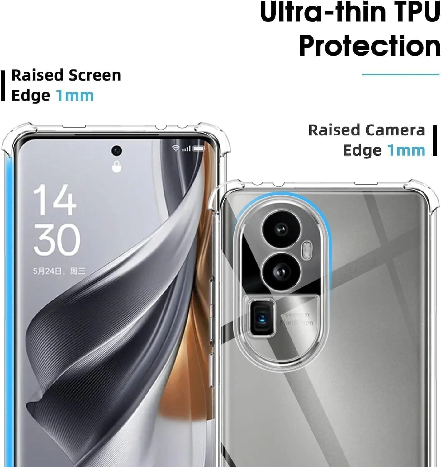 DL3 Mobilak Clear TPU Protective Case for OPPO Reno 10 Pro Plus with Camera Protection and Shockproof Design - Clear