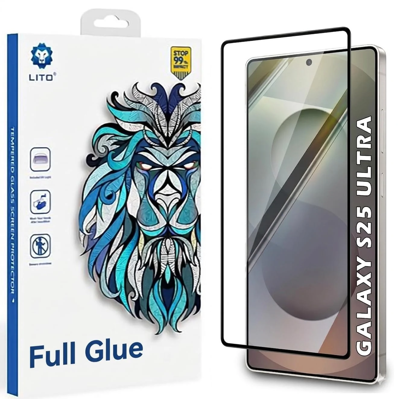 DL3 Mobilak Li-to Screen Protector for Samsung Galaxy S25 Ultra, Tempered Glass Screen Saver Premium HD Protective, Scratch Resistant, NO-Bubble, 9H Hardness, Full Coverage Film - Clear