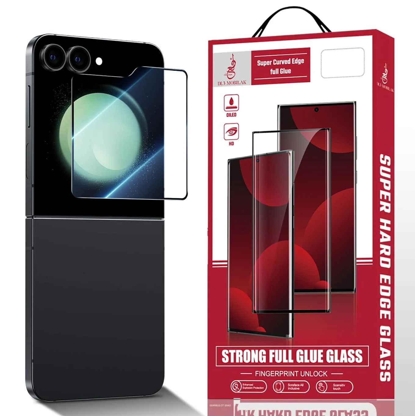 DL3 Mobilak Screen Protector for Samsung Galaxy Z Flip 5 / Samsung Galaxy Z Flip 6, Tempered Glass Screen Saver Premium HD Protective, Scratch Resistant, NO-Bubble, 9H Hardness, Full Coverage Film - Clear