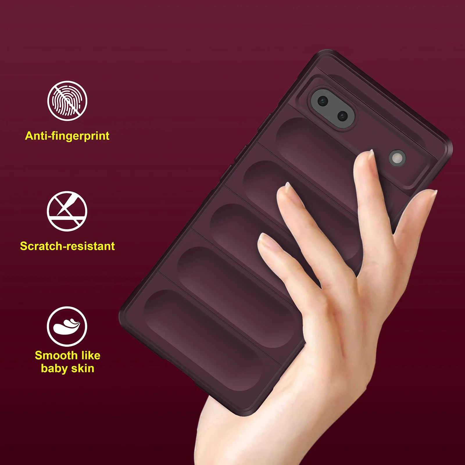 DL3 Mobilak Soft Silicone Protective Case for Google Pixel 6A with Camera Protection and Shockproof Design - Wine Red