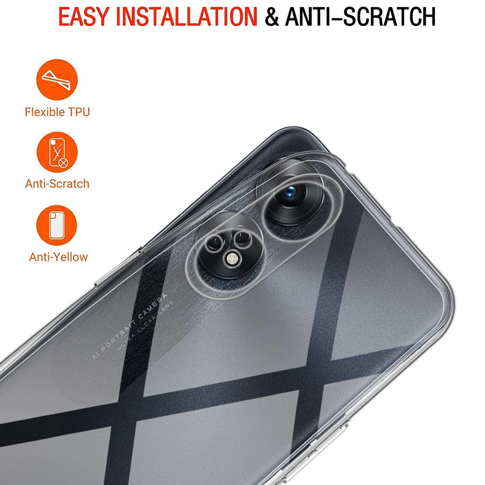 DL3 Mobilak Case Compatible with OPPO Reno 8T 4G (Not 5G) Case Crystal Soft TPU Gel Case Flexible Silicone Anti-Scratch Camera Protection TPU Cover - Clear