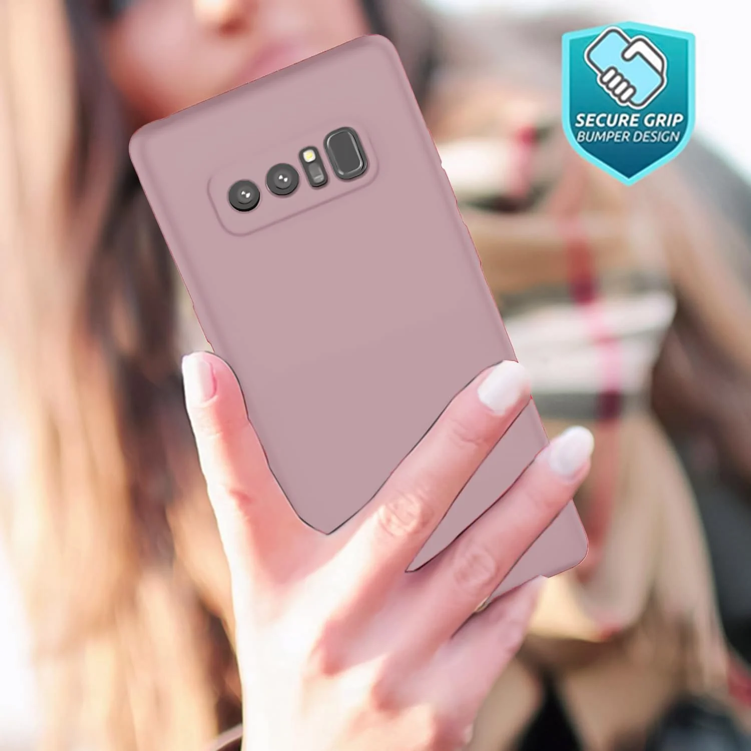 DL3 Mobilak Liquid Silicone Protective Case with Soft Microfiber Lining with Full Camera Protection for Samsung Galaxy Note 8 - Cashmere