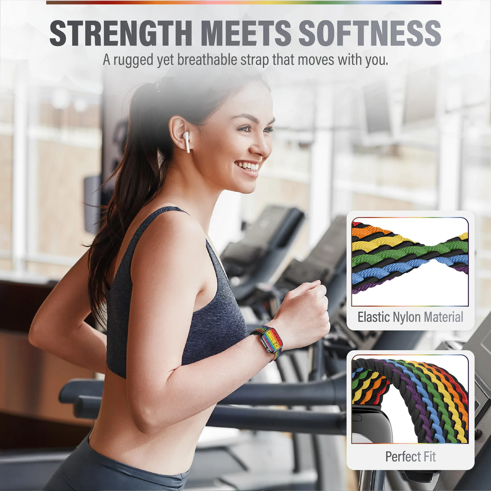 DL3 Mobilak Sport Solo Loop Compatible with Apple Watch Band 42mm 44mm 45mm 46mm 49mm for Women Men, Magnetic Strap Stretchy Braided Wristband for iWatch Series 11 10 9 8 7 6 5 4 3 Ultra 3 2 1 SE SE2 - Colorful Black