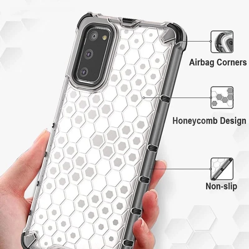 DL3 Mobilak Honeycomb Protective Case for Samsung Galaxy Note 10 Lite / A81, Shock-absorbing protection, Transparent design, Slim, lightweight profile - Clear