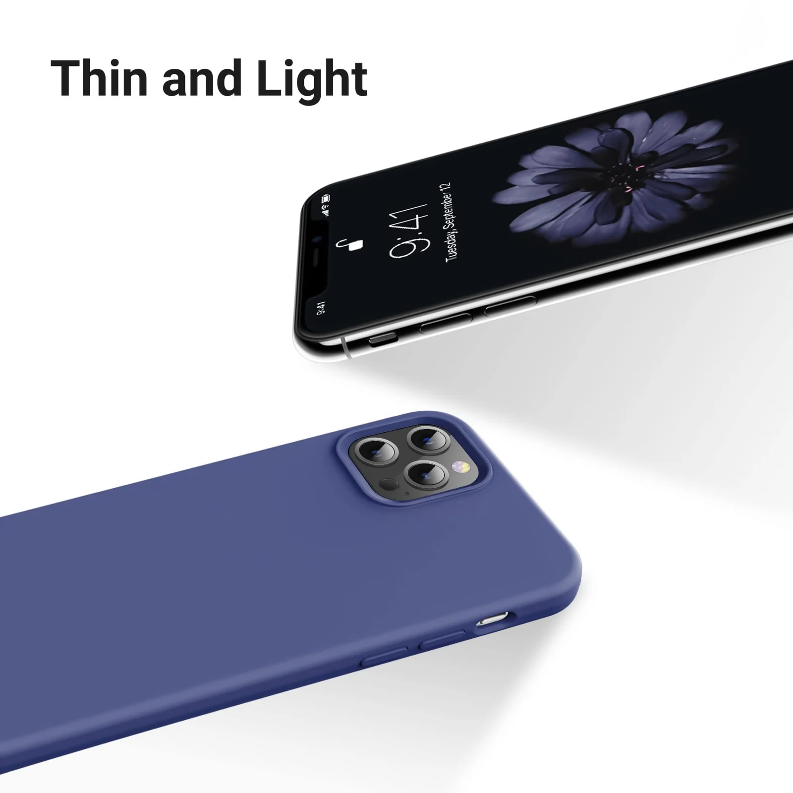 DL3 Mobilak Compatible with iPhone 13 Pro Max (6.7 Inch) Case, Liquid Silicone Case, Full Body Protective Cover, Shockproof, Slim Phone Case, Anti-Scratch Soft Microfiber Lining - Blue