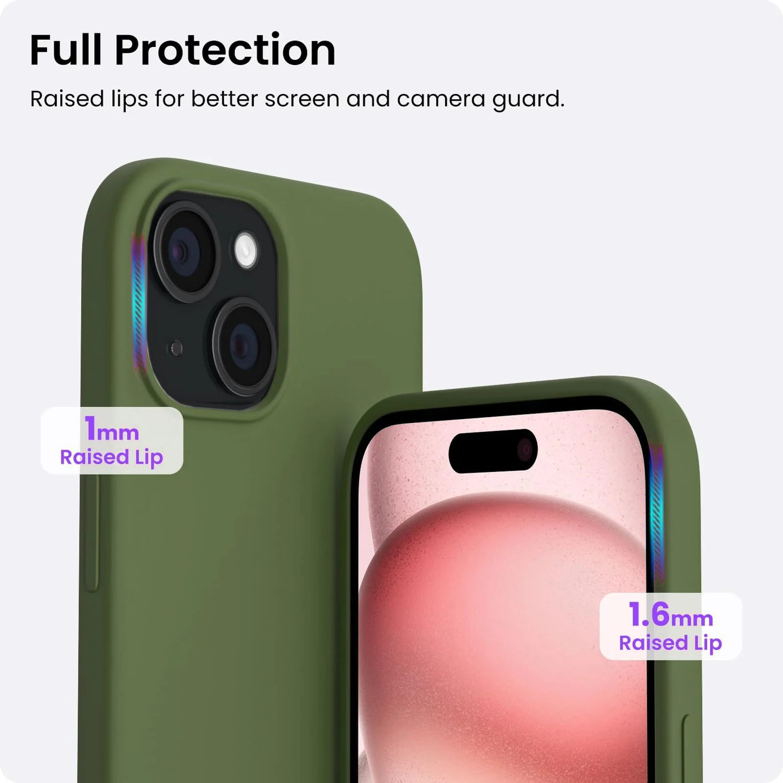 DL3 Mobilak Liquid Silicone Case for iPhone 15, Supports wireless charging, Shock-absorbing protection, Anti-fingerprint finish - Cedar Green