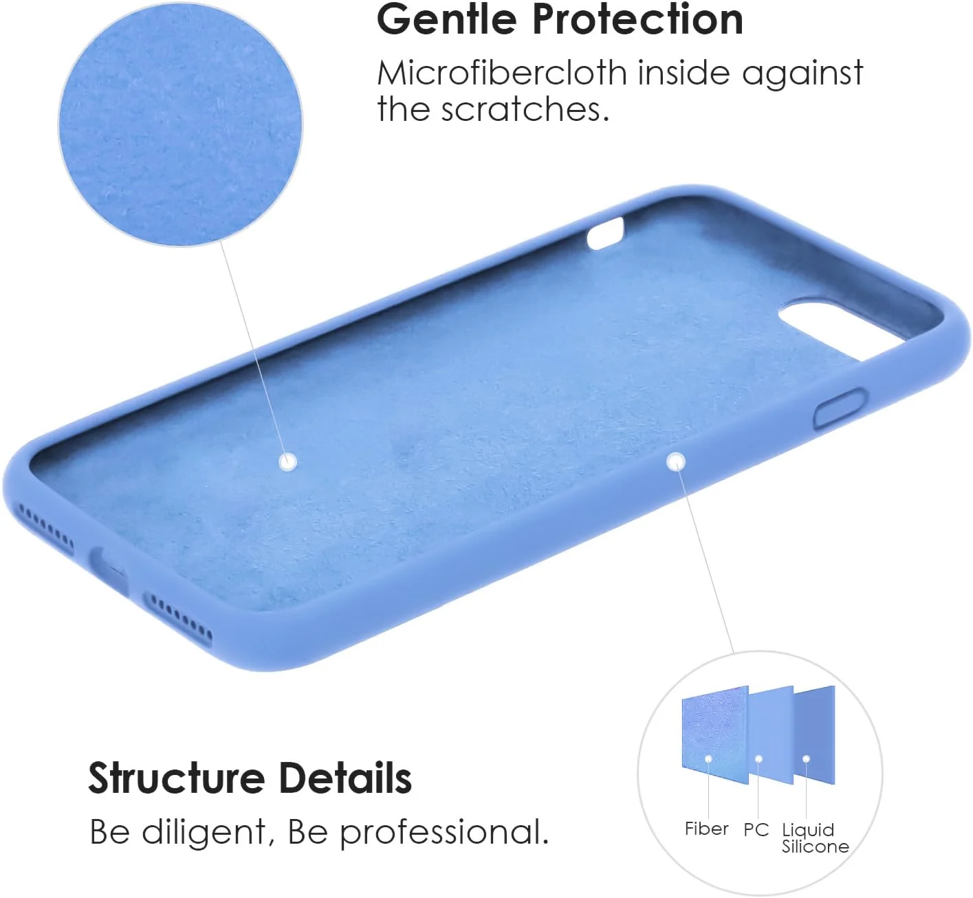 DL3 Mobilak Liquid Silicone Case for iPhone 6 / 6S, Shock-absorbing protection, Scratch-resistant surface, Soft microfiber lining - Light Blue