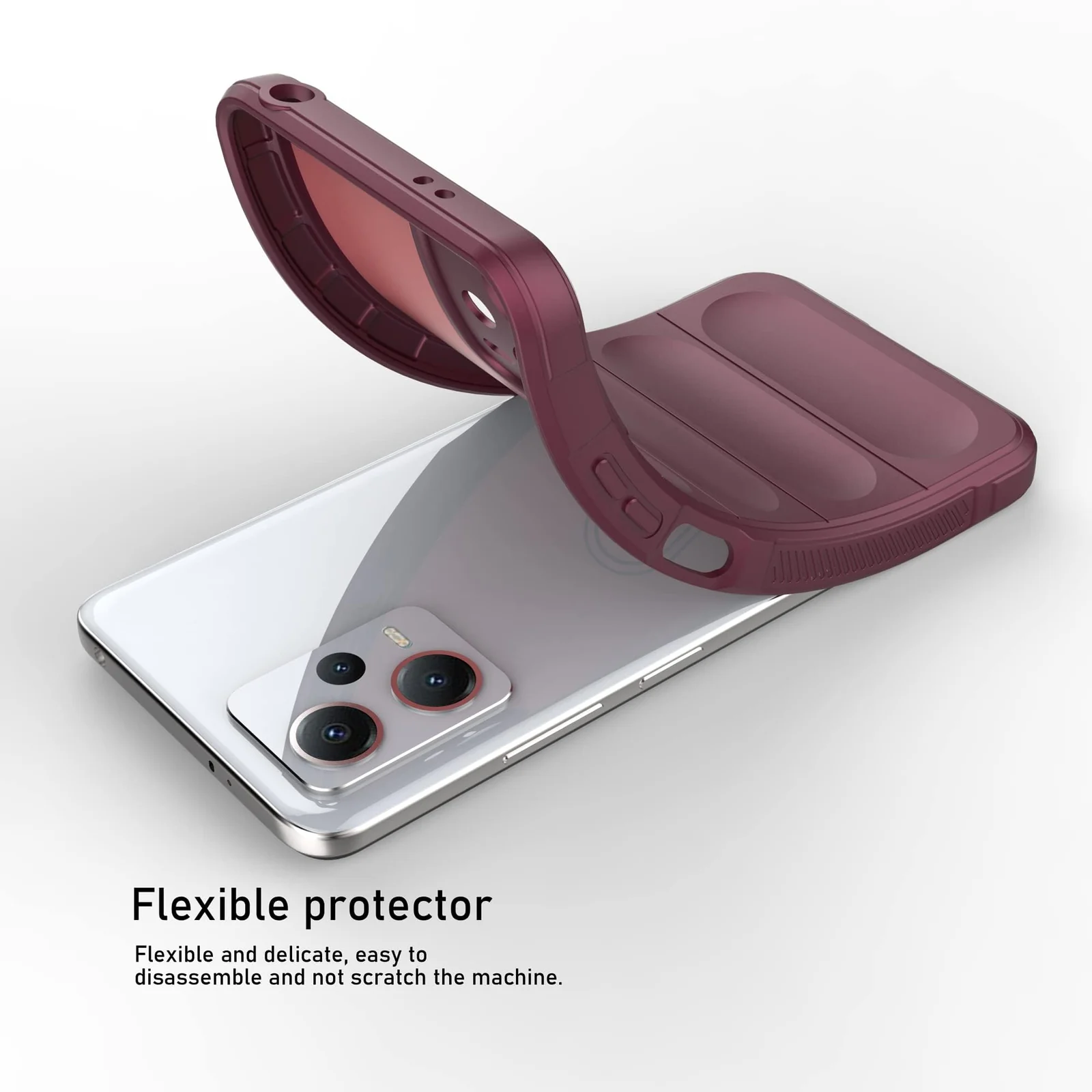 DL3 Mobilak Silicone Case for Xiaomi Redmi Note 12 5G / Poco X5 5G Heavy Duty Protective [Slim Fit] Shockproof Soft Flexible Protective Design TPU Cover With Camera Protection - Wine Red