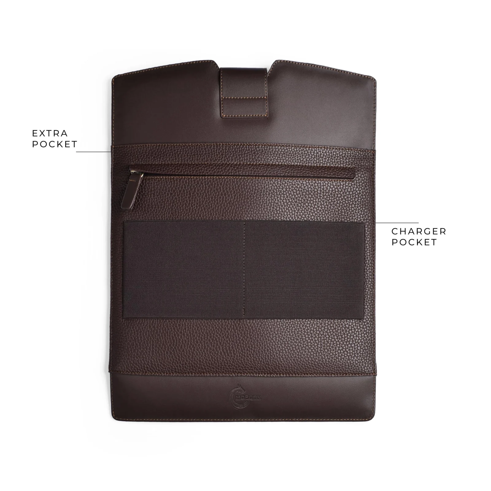Mobigon Professional Laptop Sleeve for 14-inch Laptops, Premium Synthetic Leather Business Case, Portable Carrying Bag Compatible for iPad, Tablet, Lenovo, HP, Dell, Asus, MacBook - Brown