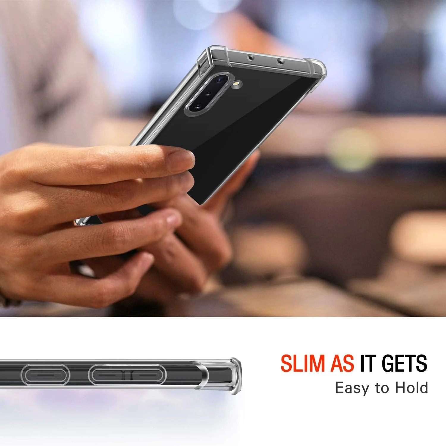 DL3 MOBILAK Anti-Shock Transparent TPU Phone Case for Samsung Galaxy Note 10 4G / Note 10 5G, Clear