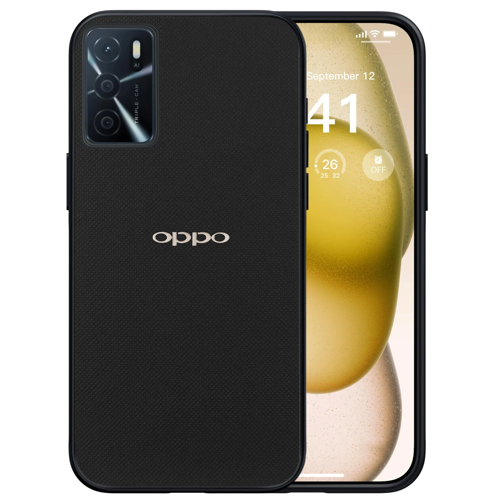 Dl3 Mobilak Compatible with Oppo A16 / Oppo A16s / Oppo A54s Case Dual Layer Heavy Duty Cell Phone Protective Cover Shockproof Rugged with Non-Slip Textured - Black