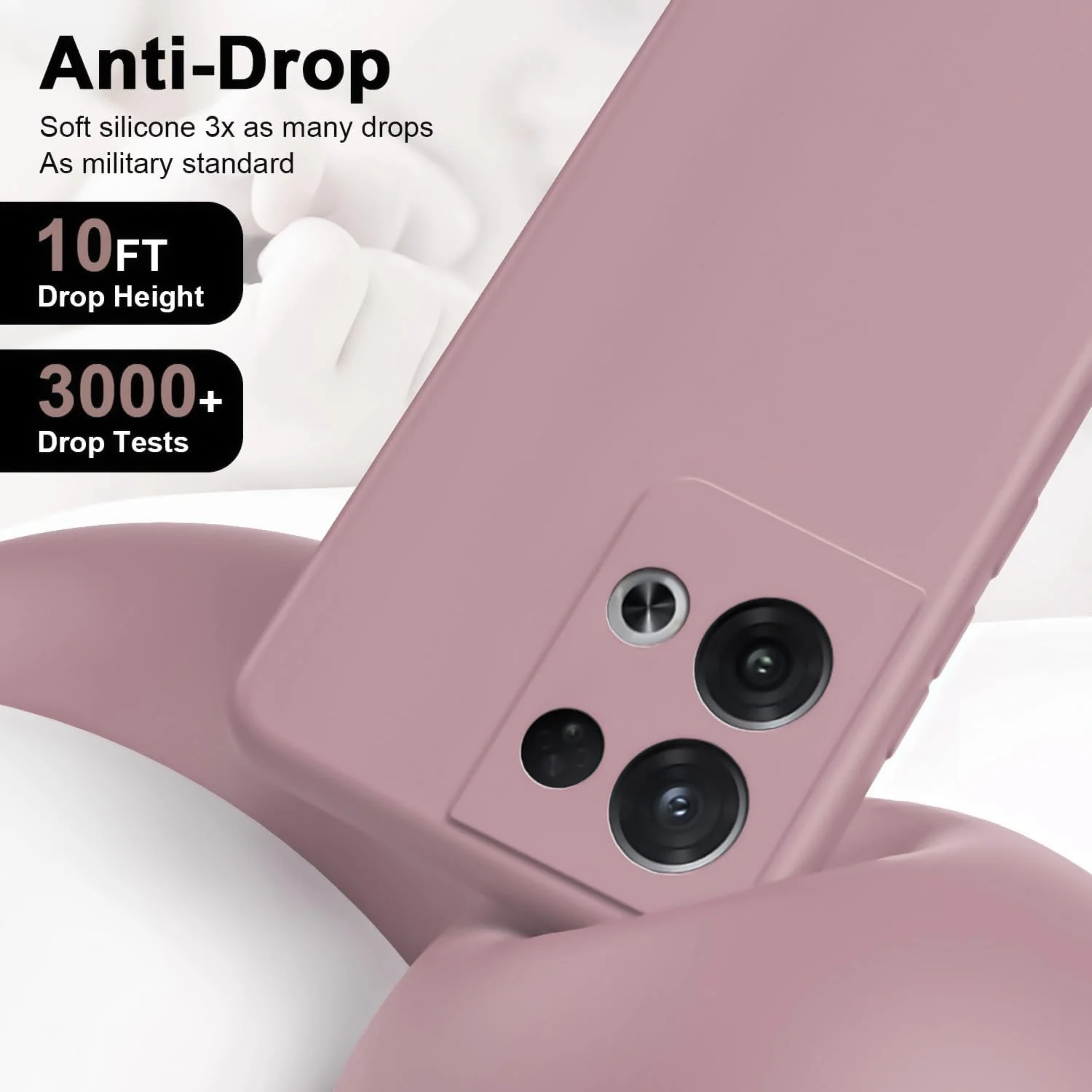 DL3 Mobilak Liquid Silicone Protective Case with Soft Microfiber Lining with Full Camera Protection for OPPO Reno 8 Pro 5G / Reno8 Pro+ Plus 5G - Cashmere