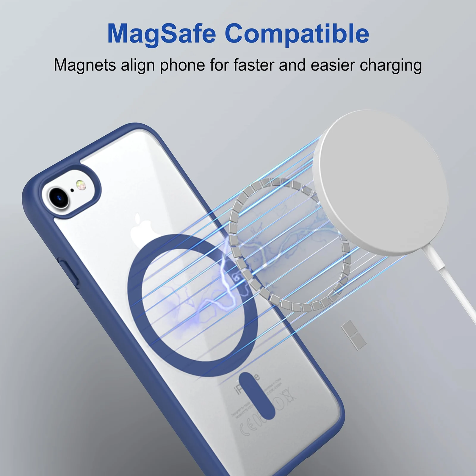 DL3 Mobilak Clear TPU Case for iPhone 7 Plus / 8 Plus, Compatible with MagSafe accessories, Camera protection, Shock-absorbing protection - Blue
