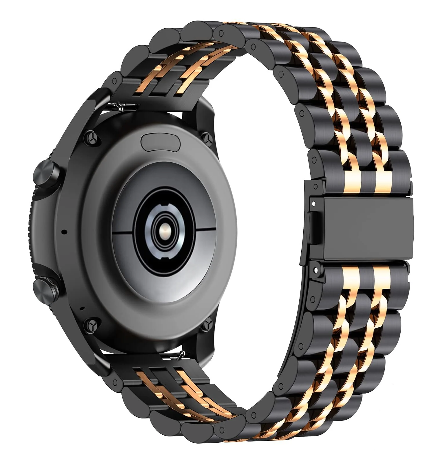 DL3 Mobilak Metal Band 20MM Strap for Samsung Gear Sport, Watch 4/5/5 Pro, S2 Classic, Active 2 40mm 44mm, Amazfit GTS 3/4/4 Mini, Bip 3/Pro/U, GTS 2 Mini/2e - Black & Rose Gold