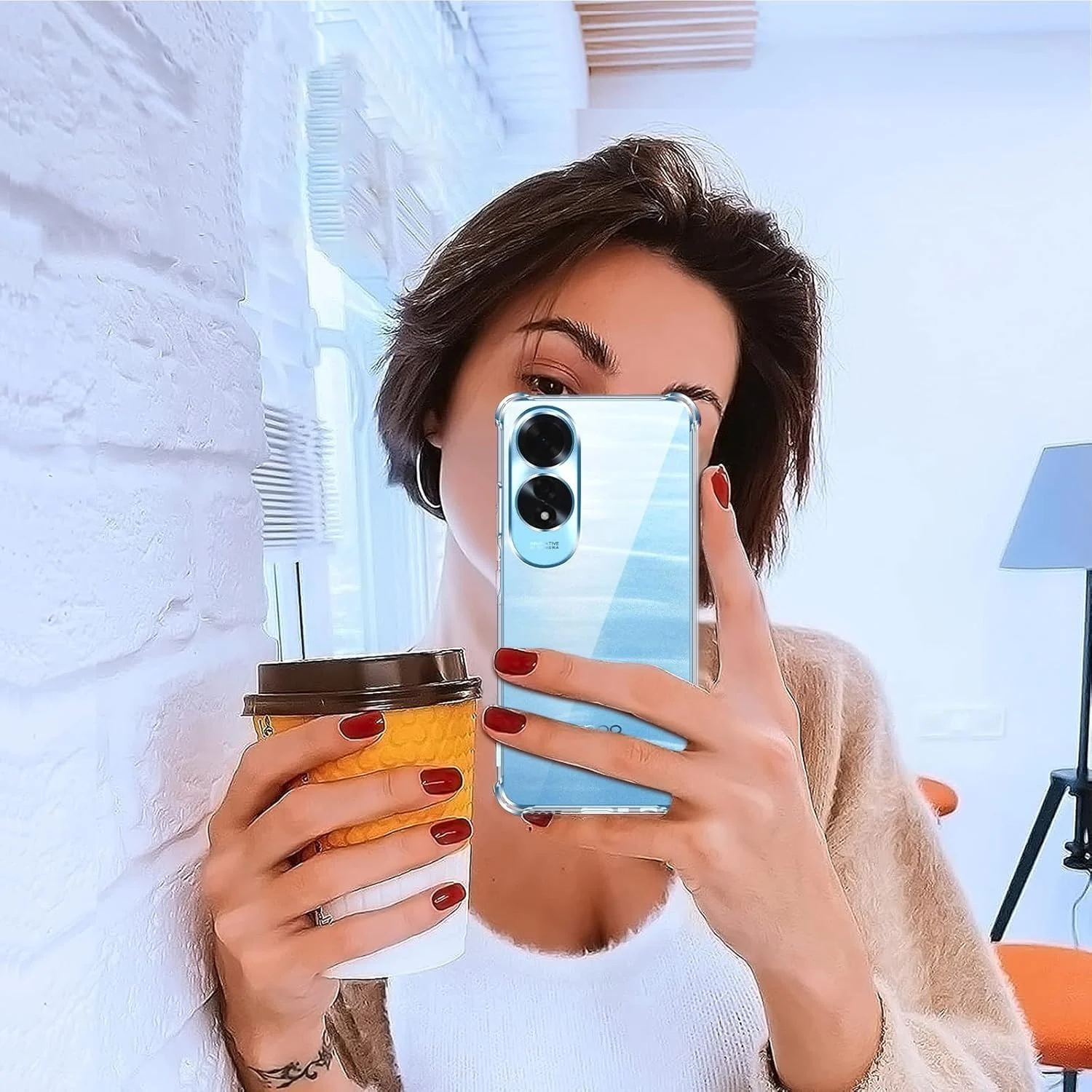 DL3 Mobilak Clear TPU Protective Case for OPPO A60 4G with Camera Protection and Shockproof Design - Clear