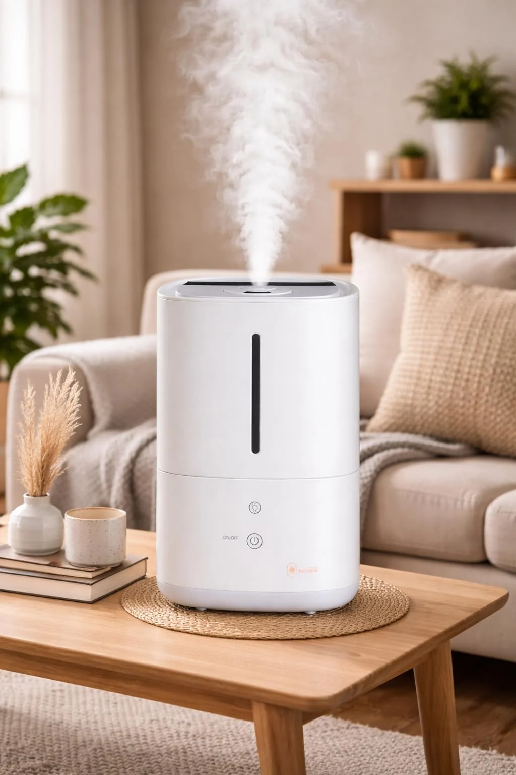 Mobigon Ultrasonic Humidifier Against Dry Heating Air 4L, Room Humidifiers for Bedroom, Children's Room and Plants, Air Humidifier, Ultra Quiet Aroma Diffuser - White