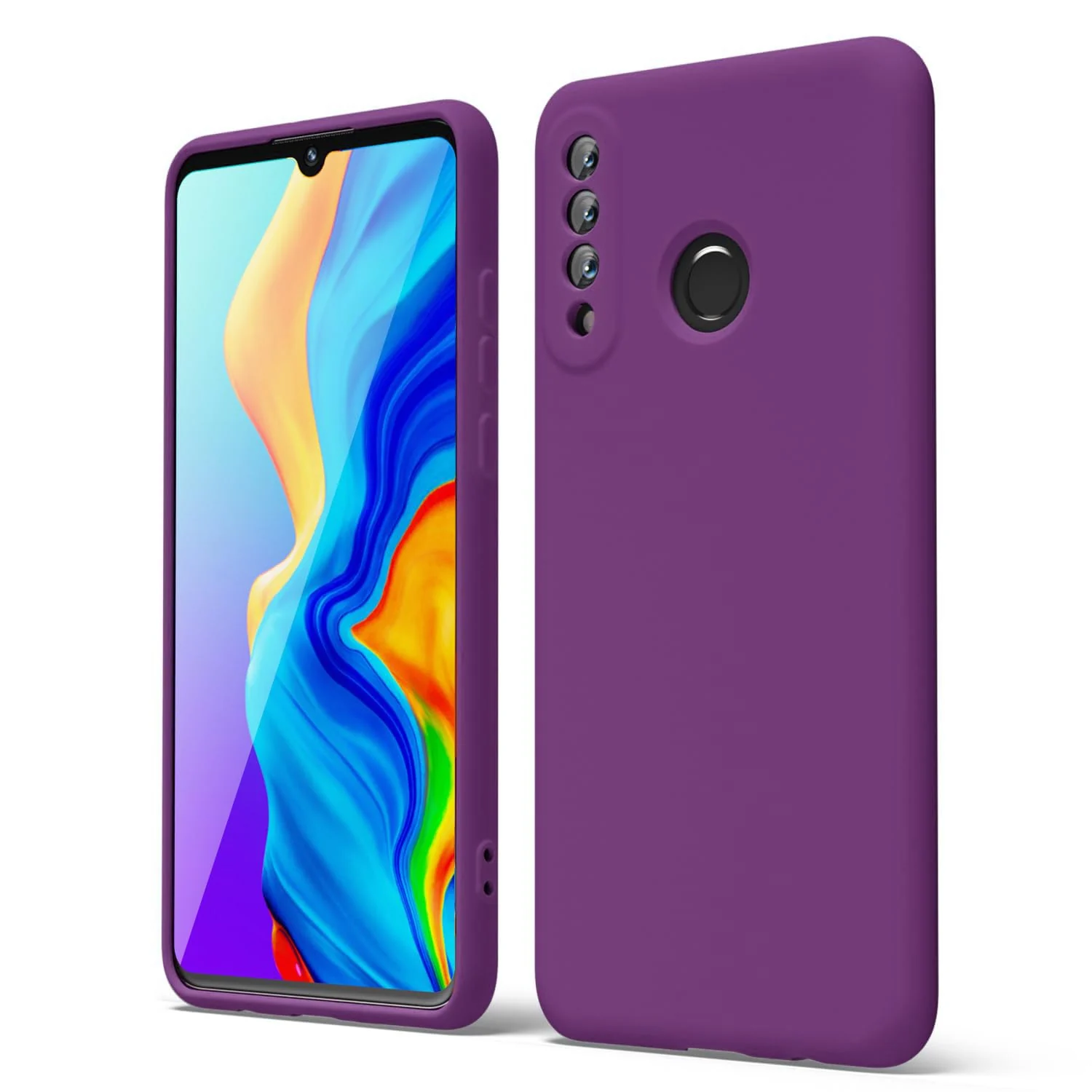 DL3 Mobilak Huawei P30 Lite/Nova 4E Case, Soft Flexible Silicone Gel Rubber Bumper Cover, Full Body Shockproof Protective Phone Case - Violet