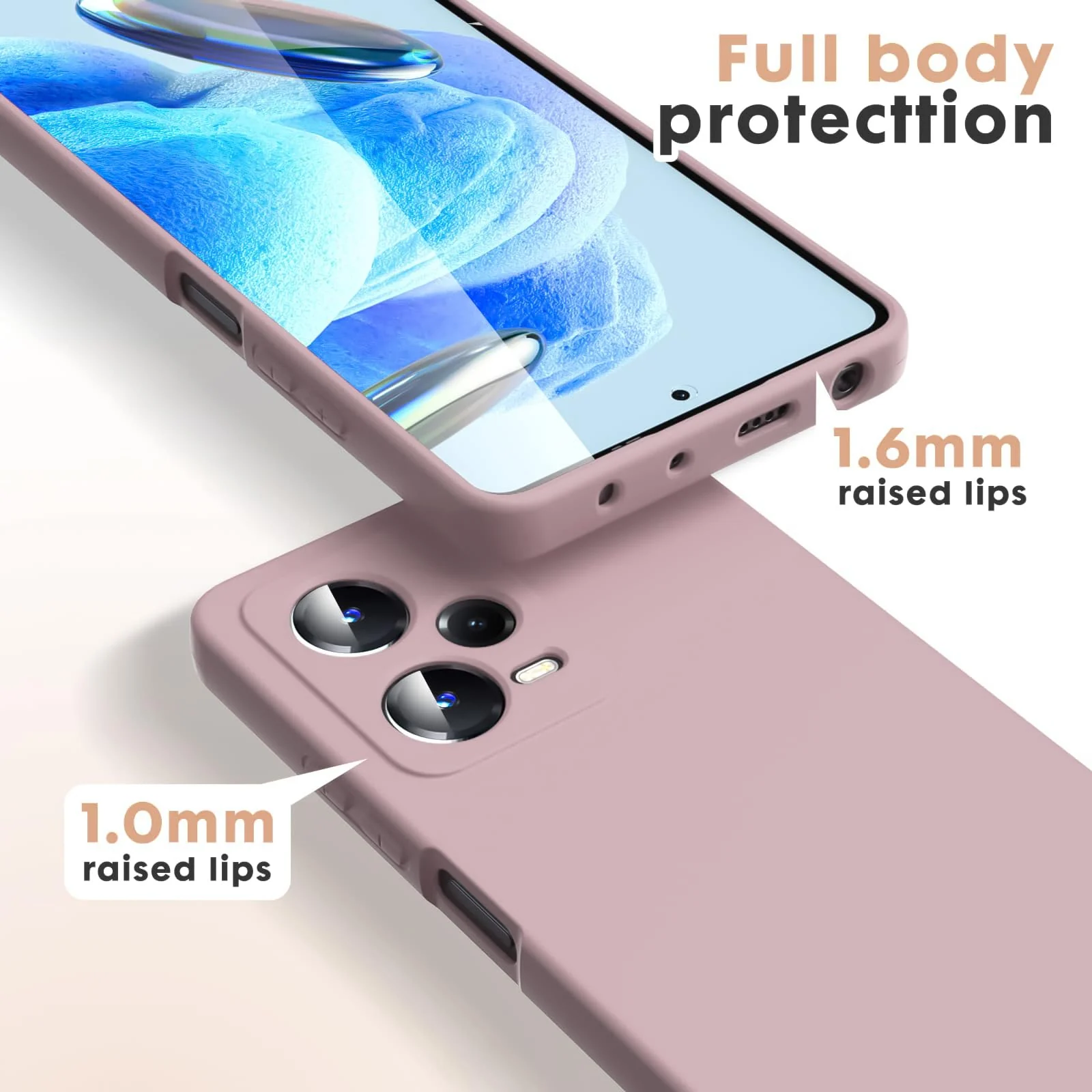 DL3 Mobilak Liquid Silicone Protective Case with Soft Microfiber Lining with Full Camera Protection for Xiaomi Redmi Note 12 Pro Plus 5G - Cashmere