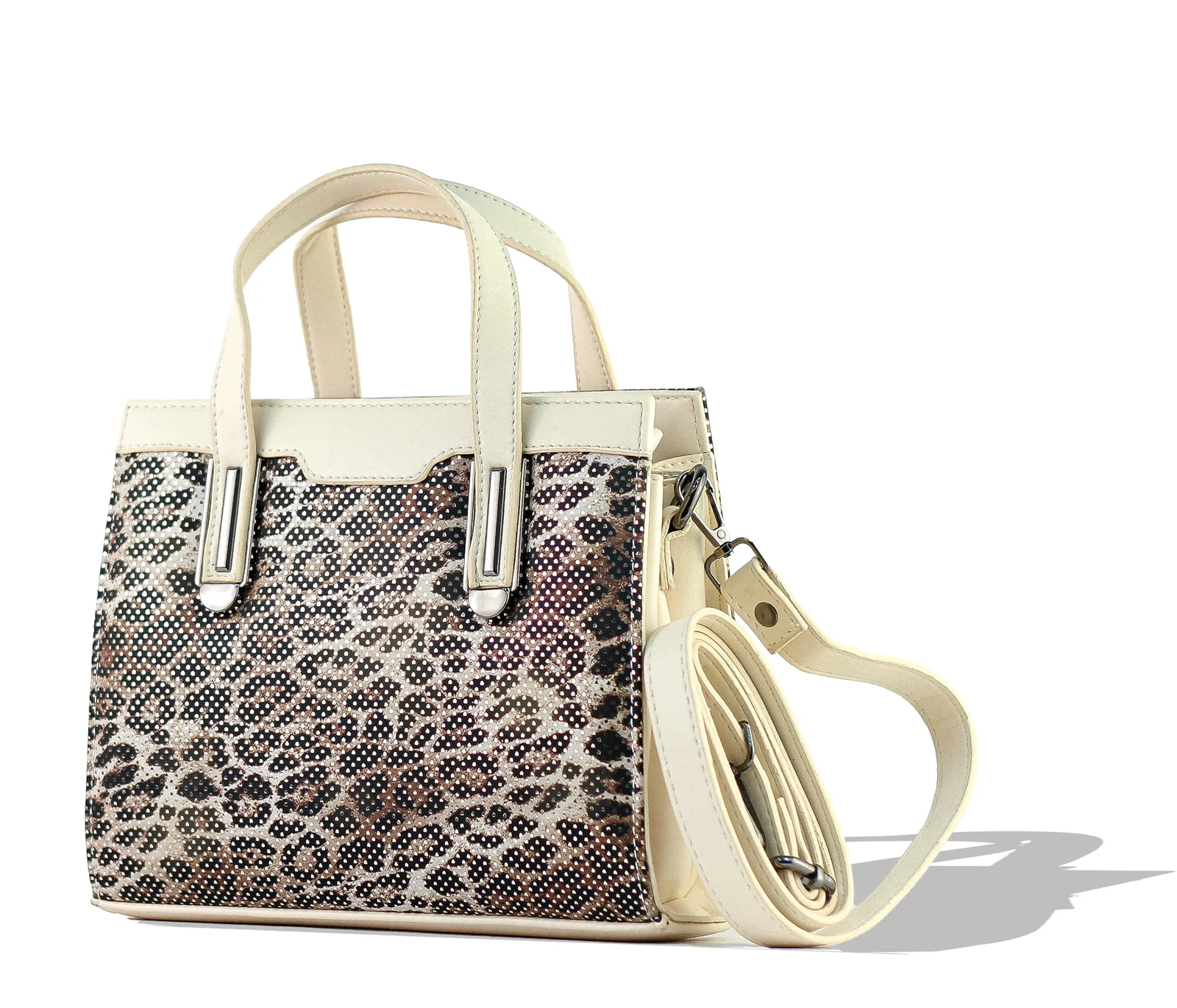 Mobigon Elegant Women’s Handbag with Shoulder Strap, Textured Leather Baguette Purse with Gold Clasp, Magnetic Snap & Zipper Compartments, Structured Top Handle Bag for Work & Daily Use