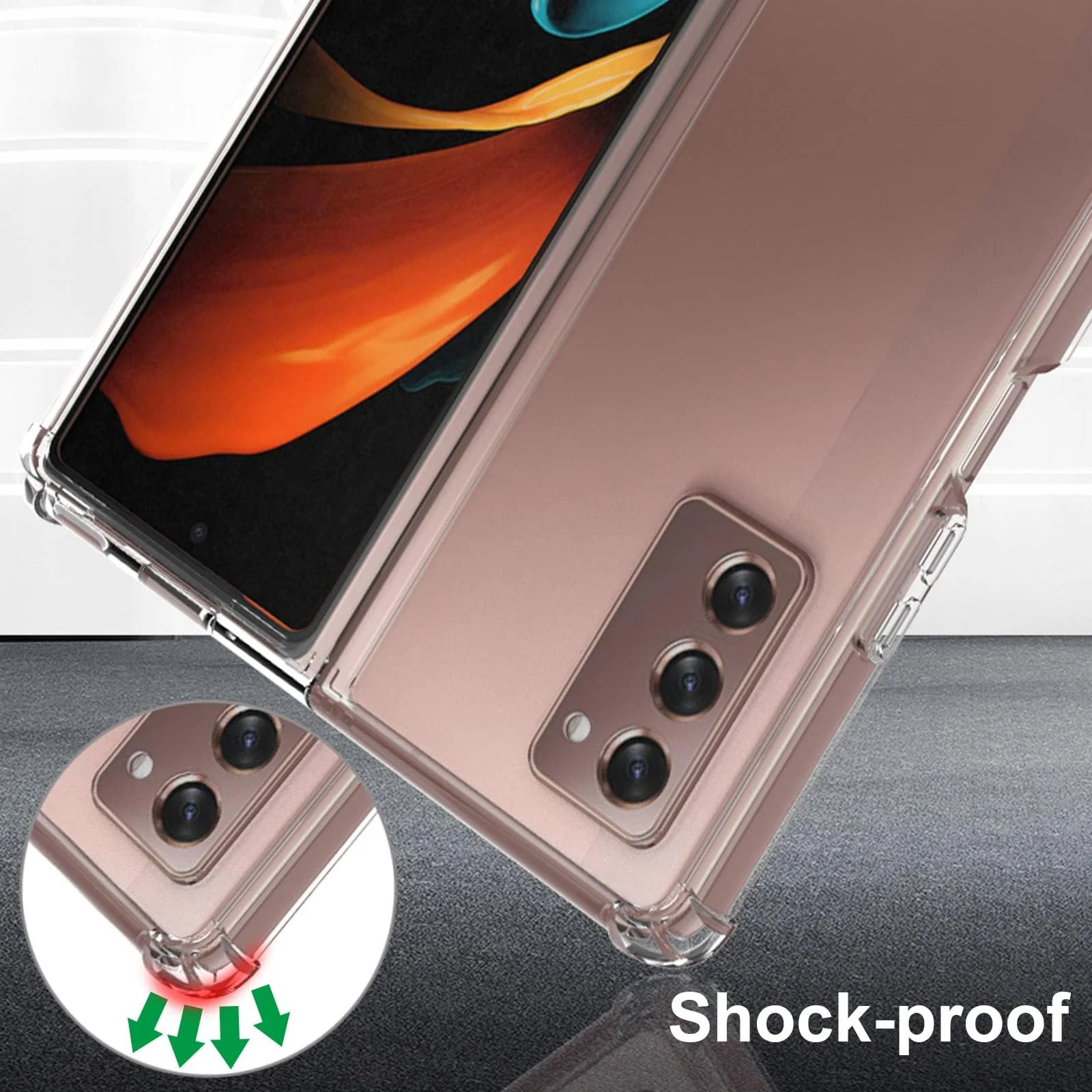 DL3 Mobilak Protective Case for Samsung Galaxy Z Fold 2, [Shock-Absorbent] Flexible TPU Mobile Phone Case Shockproof Scratch-Resistant for Samsung Galaxy Z Fold 2 2020 - Transparent