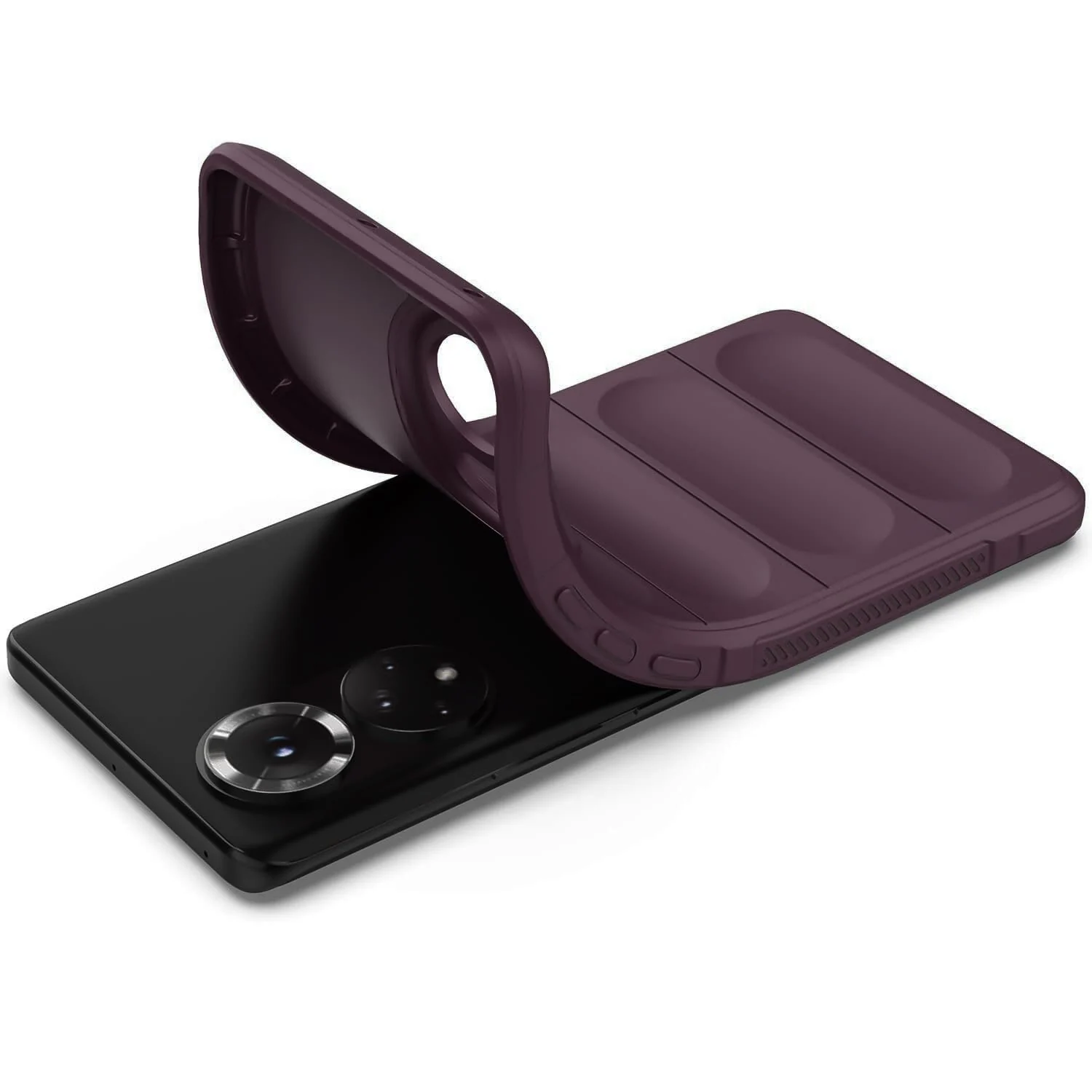 DL3 Mobilak Flexible Silicone and TPU Protective Case with Camera Protection for Honor 50 / Huawei Nova 9 - Wine Red