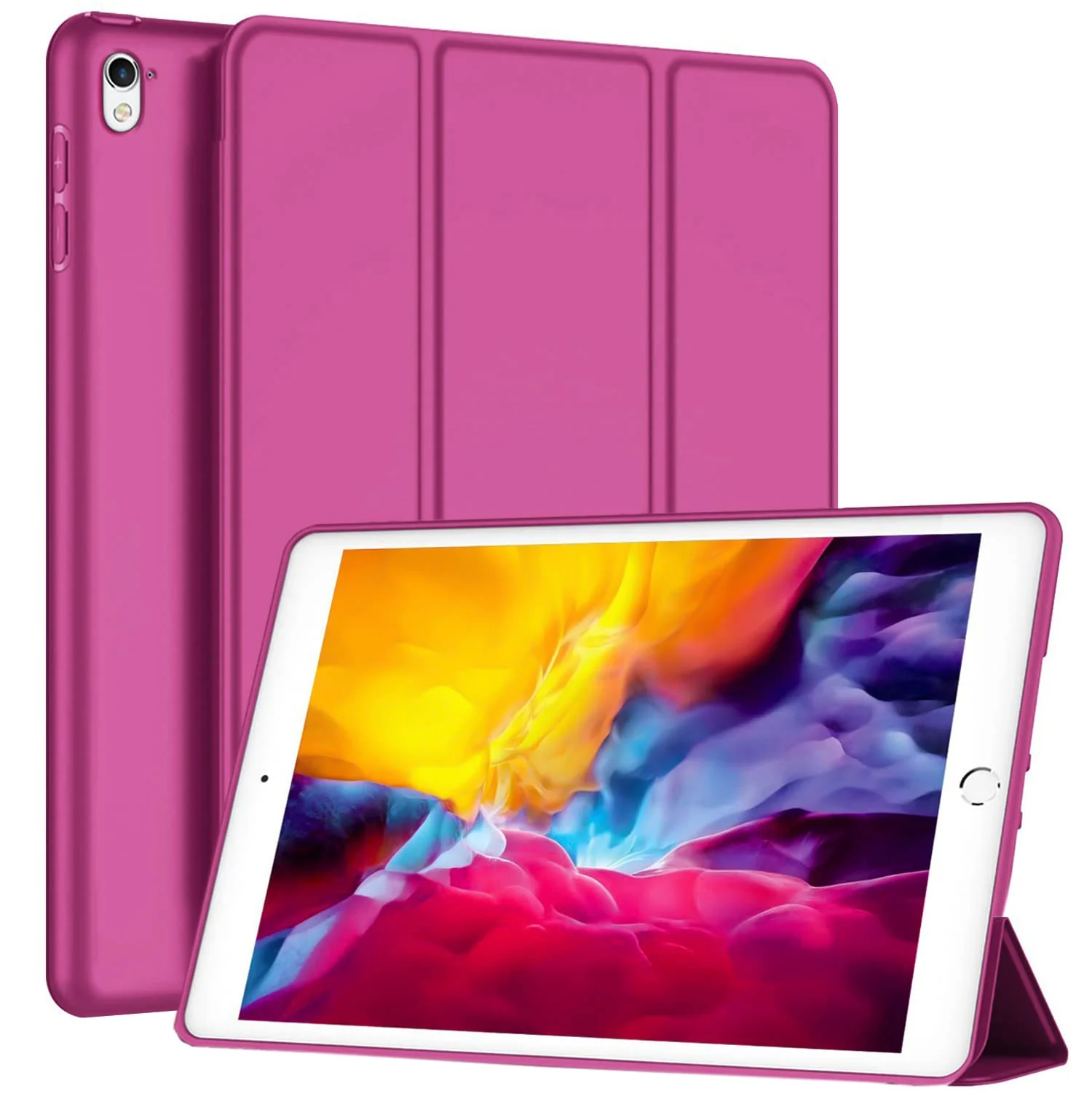 DL3 Mobilak Smart Case Compatible with iPad Pro 9.7 Case 2016 (Old Model) Case Flip Cover Leather Case Soft TPU Back And Trifold Stand With Auto Sleep For iPad Pro 9.7, A1673 A1674 A1675) - Rose Red
