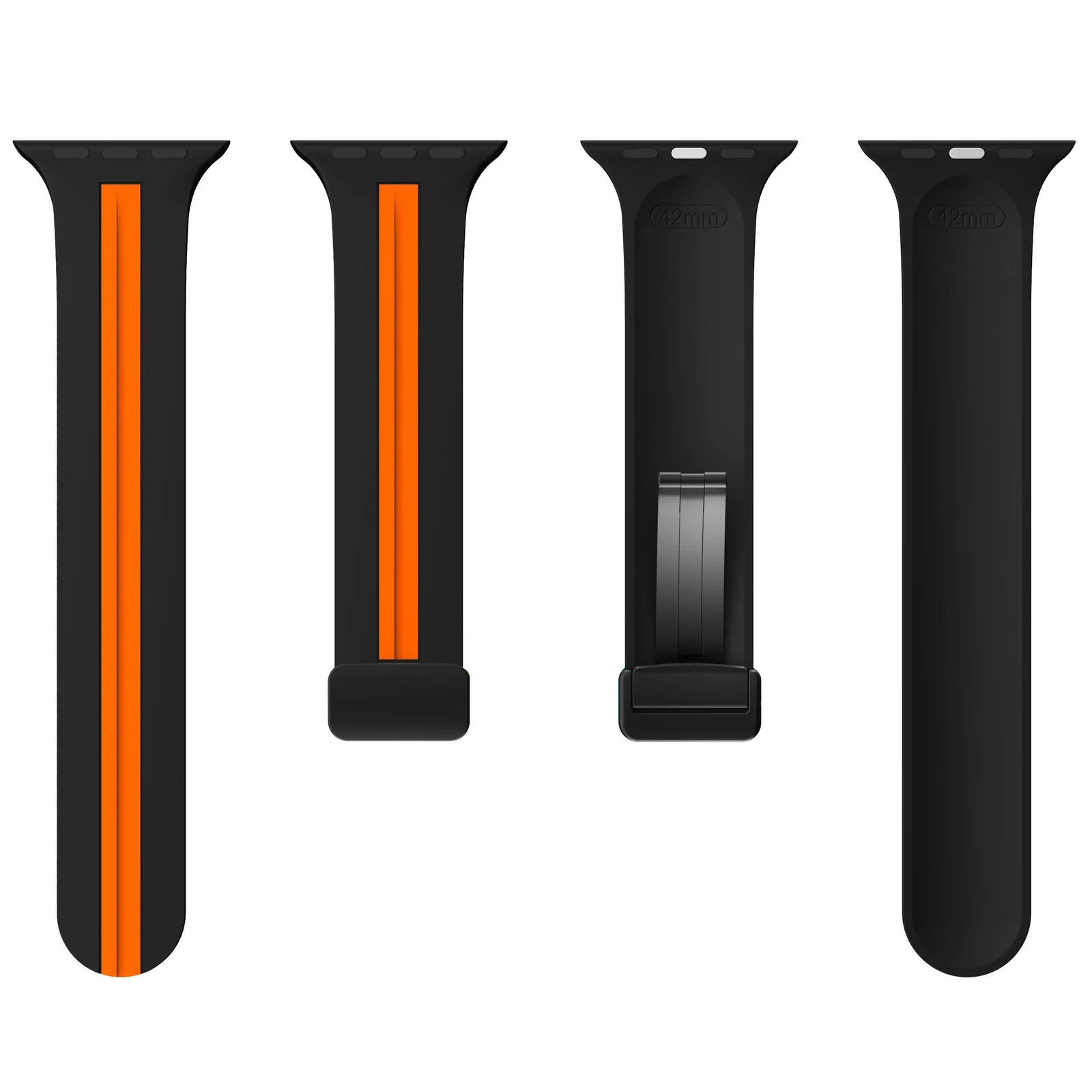 DL3 Mobilak Magnetic Strap for Apple Watch Band 49mm 45mm 44mm 41mm 40mm 38mm 42mm, Silicone Replacement Wristband Strap for iwatch Series 9 8/7/6/5/4/3/2/SE (38mm/40mm/41mm) - Black Orange