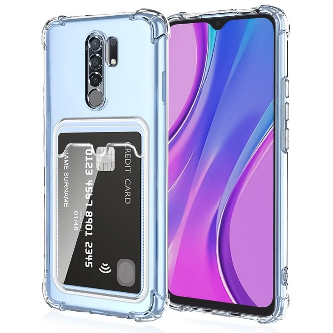 DL3 Mobilak Clear TPU Wallet Case with Card Slot and Camera Protection for Xiaomi Redmi Note 8 Pro - Transparent