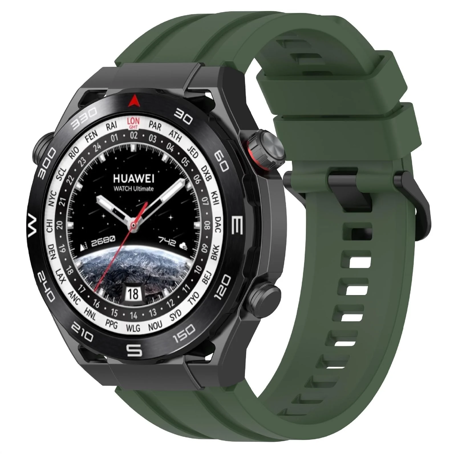22MM Band Compatible with Huawei Watch GT7 GT6 GT5 GT4 46MM/Watch 4 3 Pro/GT7 GT6 GT5 GT4 Pro/Watch 4 3/GT3 46mm/GT2 46mm/GT 2e/GT Runner, 22MM Silicone Replacement Wristband Strap - Green