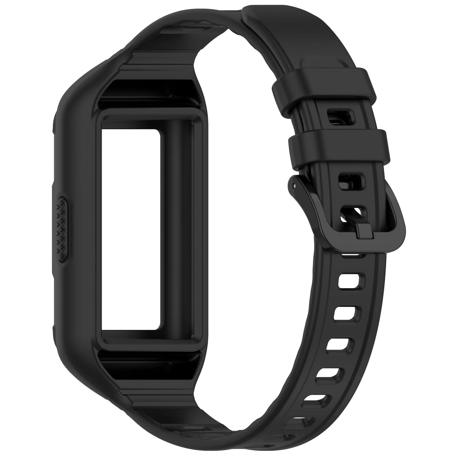 MOBIGON Rugged Silicone Strap with Bumper Case for Huawei Band 11 Pro, Black