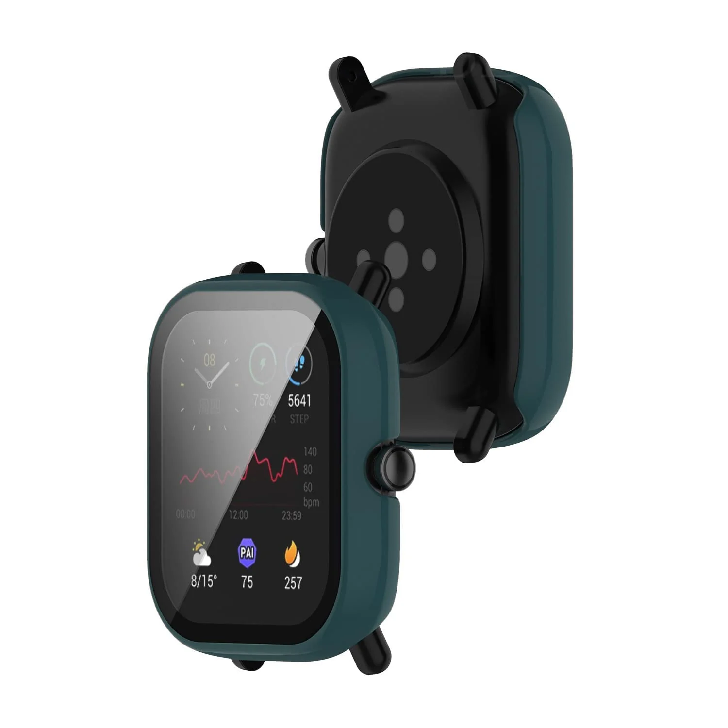 DL3 Mobilak Protective Case Compatible with Amazfit GTS 2 Mini 9H Hardness PC Case Bumper Full Slim Protective Cover with Tempered Glass For Amazfit GTS2 Mini - Green