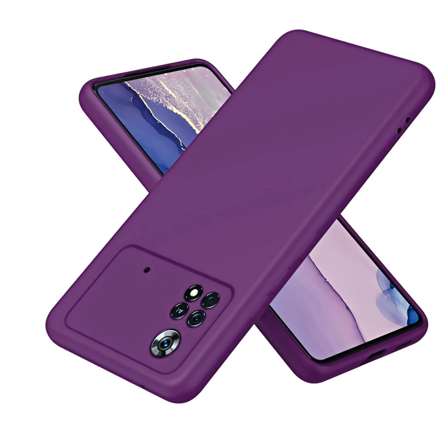 DL3 Mobilak Liquid Silicone Protective Case with Soft Microfiber Lining with Full Camera Protection for Xiaomi Poco X4 Pro 5G - Violet
