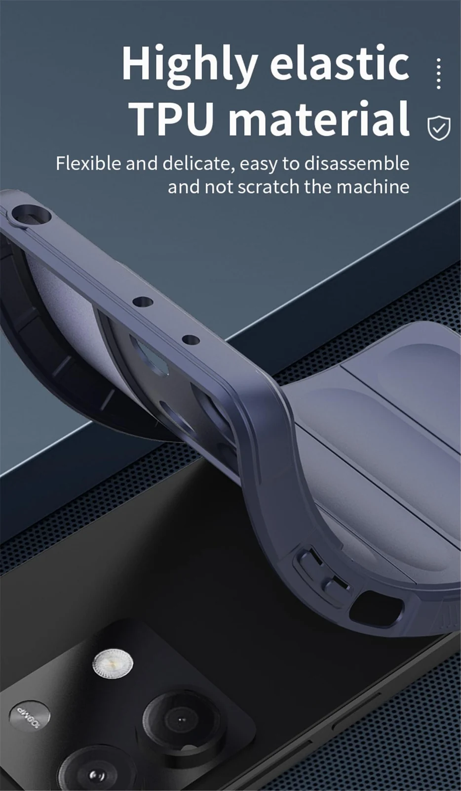 DL3 Mobilak Rugged Protective Case for Xiaomi Redmi Note 13 Pro + Plus 5G, Camera protection, Shock-absorbing protection, Non-slip grip - Gray